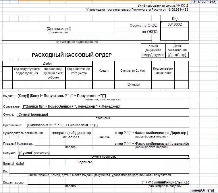 Оформление операций с денежными средствами