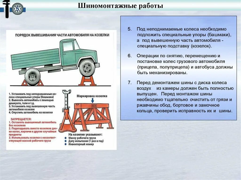 Организация эксплуатации машин. Безопасность труда при ремонте автомобилей. Требования безопасности транспортных средств. Меры безопасности при подъеме автомобиля на домкрате. Требования безопасности при вывешивании автомобиля.