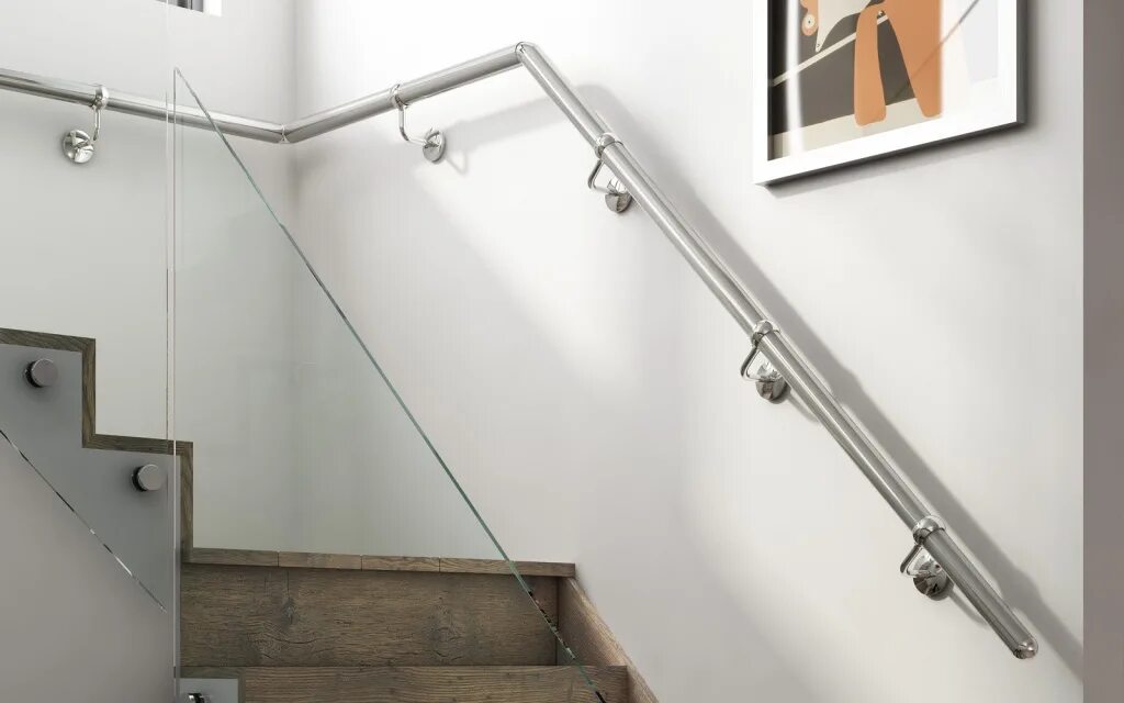 Лестницы нержавейки купить. Stainless Steel Handrail. Пристенный поручень 800мм. "Пристенный поручень" двухуровневый l=16900мм, h=900мм, 700м. Кронштейн для пристенного поручня d30 для лестницы из нержавейки.