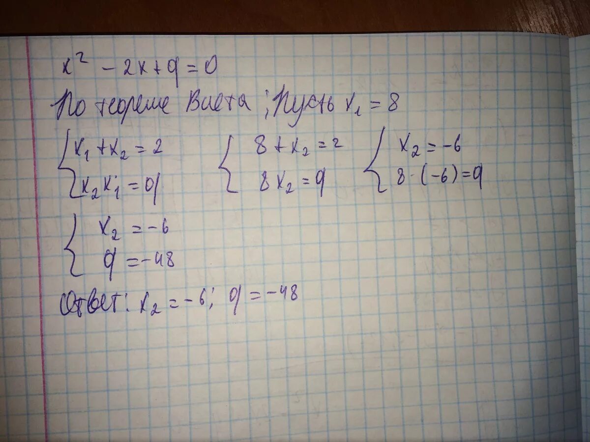 Корень 14 2x 2. X^2-2x+q=0.