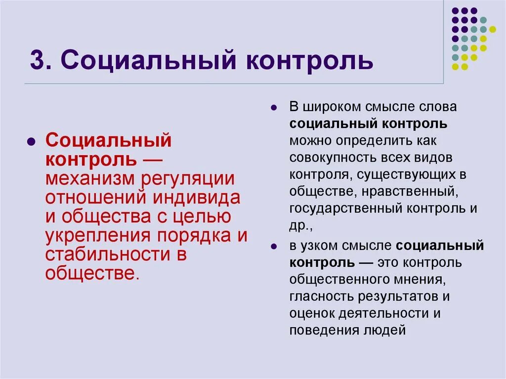 Виды контроля поведения