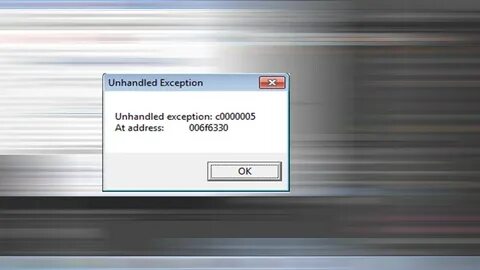 Unhandled exception c0000005 at address