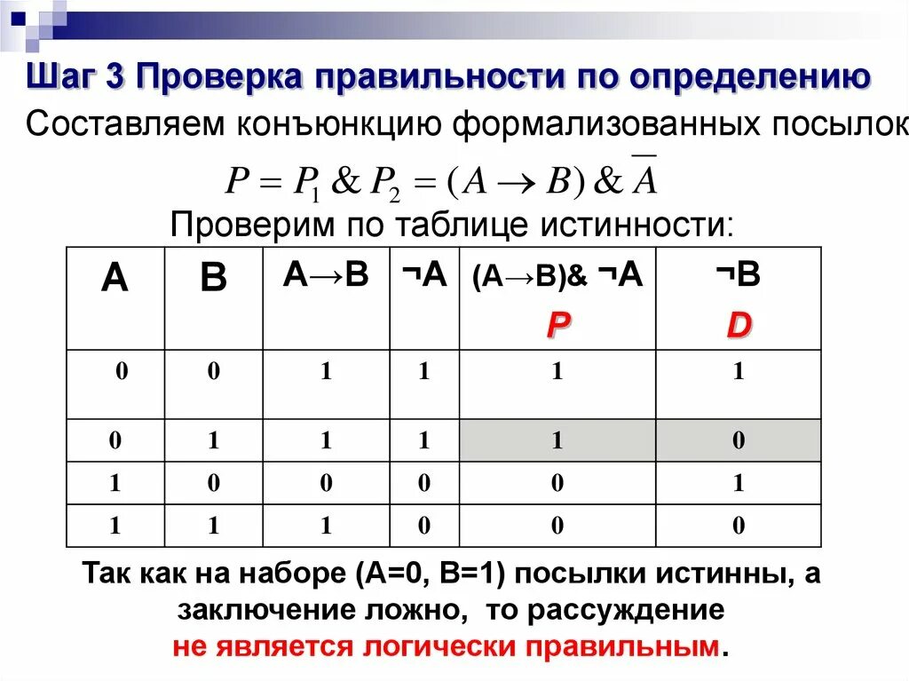 Использовать другой вариант проверки. Проверка правильности рассуждений. Проверить правильность рассуждения. Проверка умозаключений табличным методом. Проверить правильность рассуждения в логике.