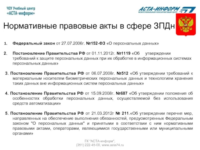 Правительства рф от 01.11 2012 no 1119. Нормативные правовые акты в сфере персональных данных. НПА О персональных данных. К нормативно правовым актам в сфере персональных данных относится. Постановление правительства № 1119.