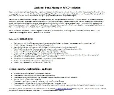 Managers job description
