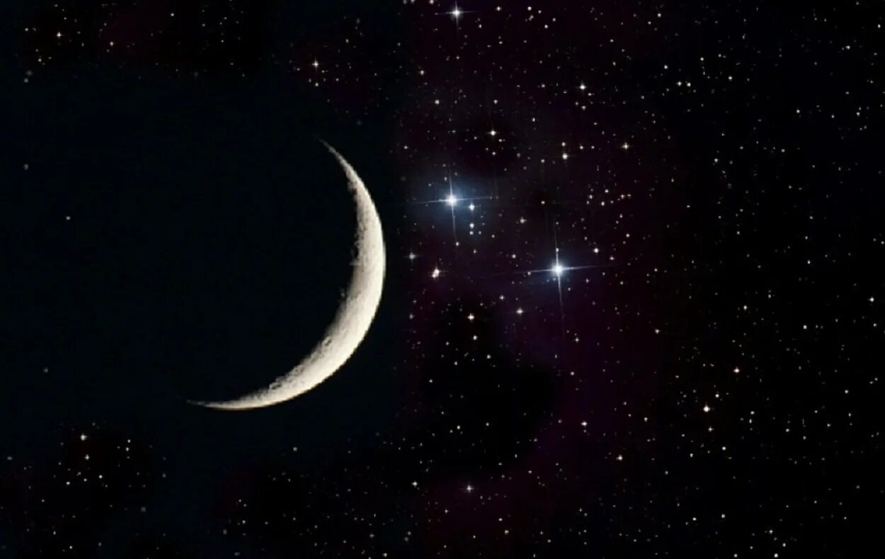 Луна и звезды. Звездное небо с луной. Месяц и звезды. Звездное небо с полумесяцем. Звездное небо месяц