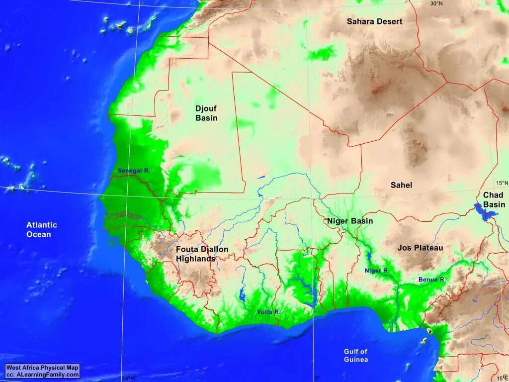 Western africa. Западная африка. west african map. physical map of africa. западная африка на карте.