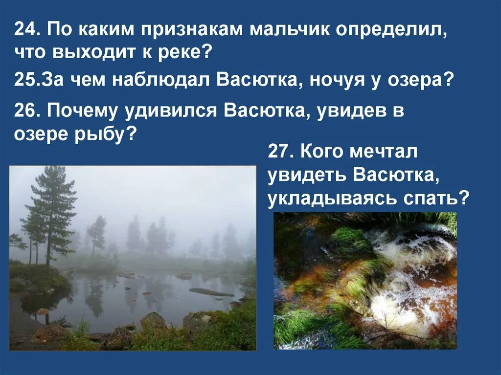 Почему васютка показал озеро рыбакам. За чем наблюдал Васютка ночуя у озера. Васютка чего удивился в озере. Васюткино озеро. Зачем наблюдал Васютка ночуя у озера.