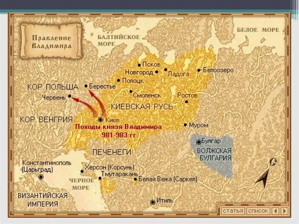 Русь времен князя владимира