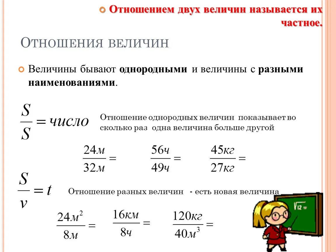 Отношения одной величины к другой