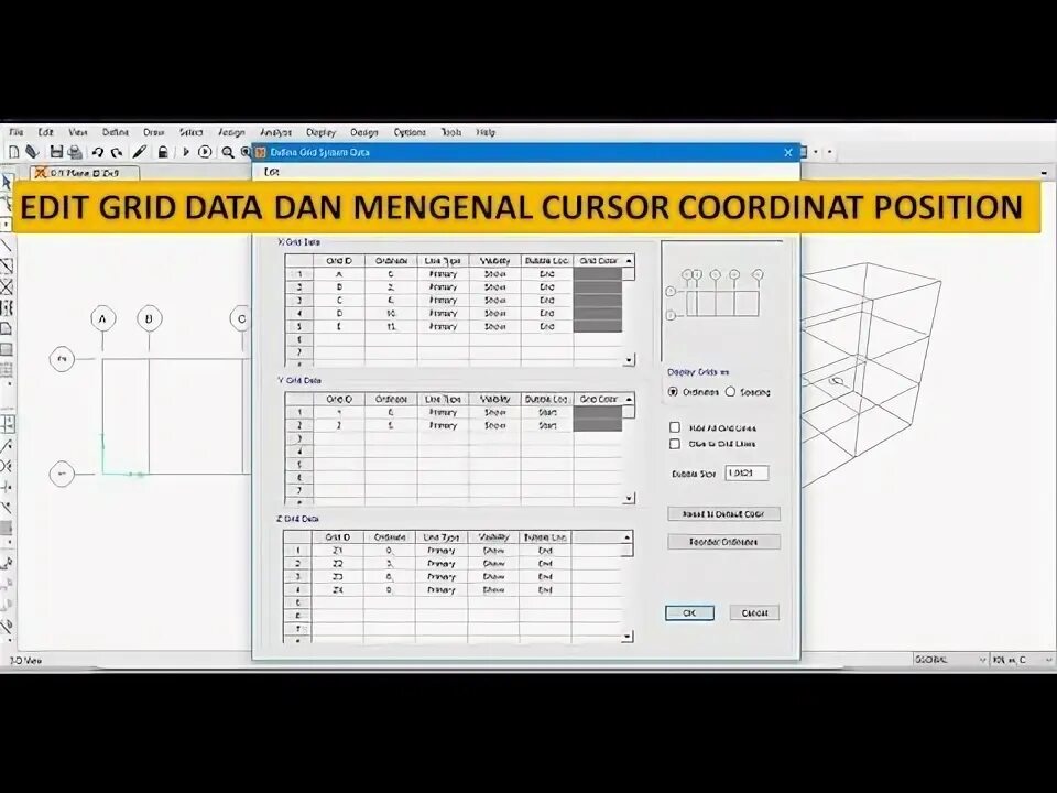 Edit grid. Sap 2000 grids.
