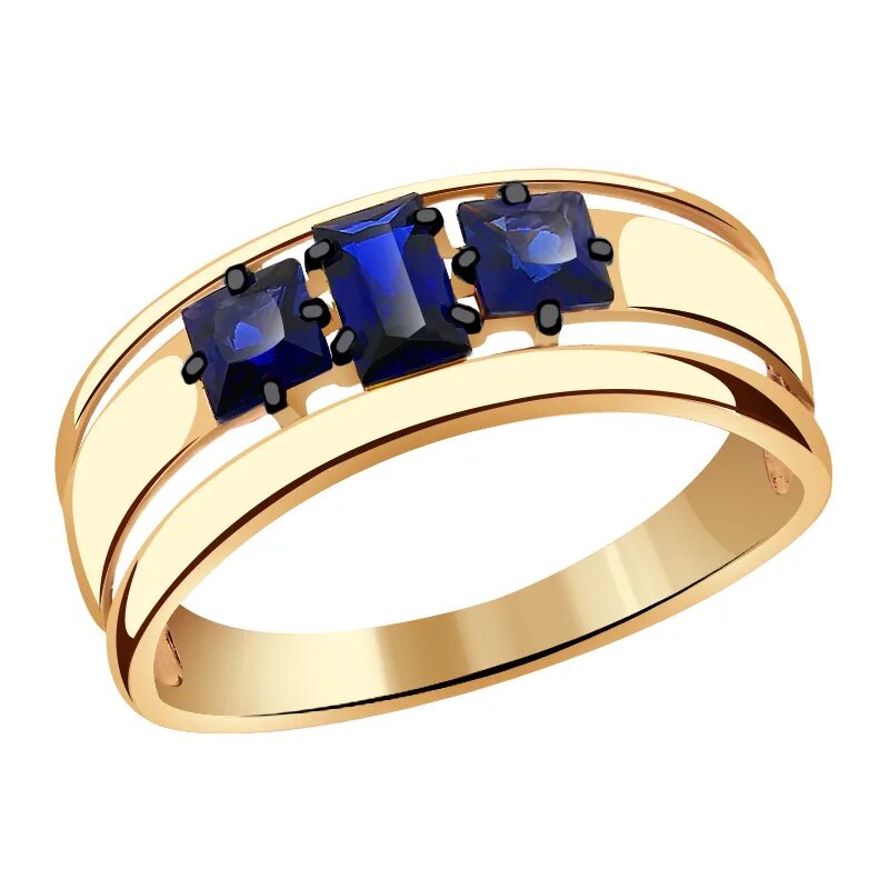 Гидротермальный сапфир темно-синий золотое кольцо.
