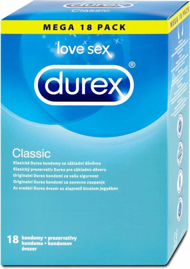 Durex. Дюрекс Классик. Дюрекс Классик 18. Презерватив массажный.