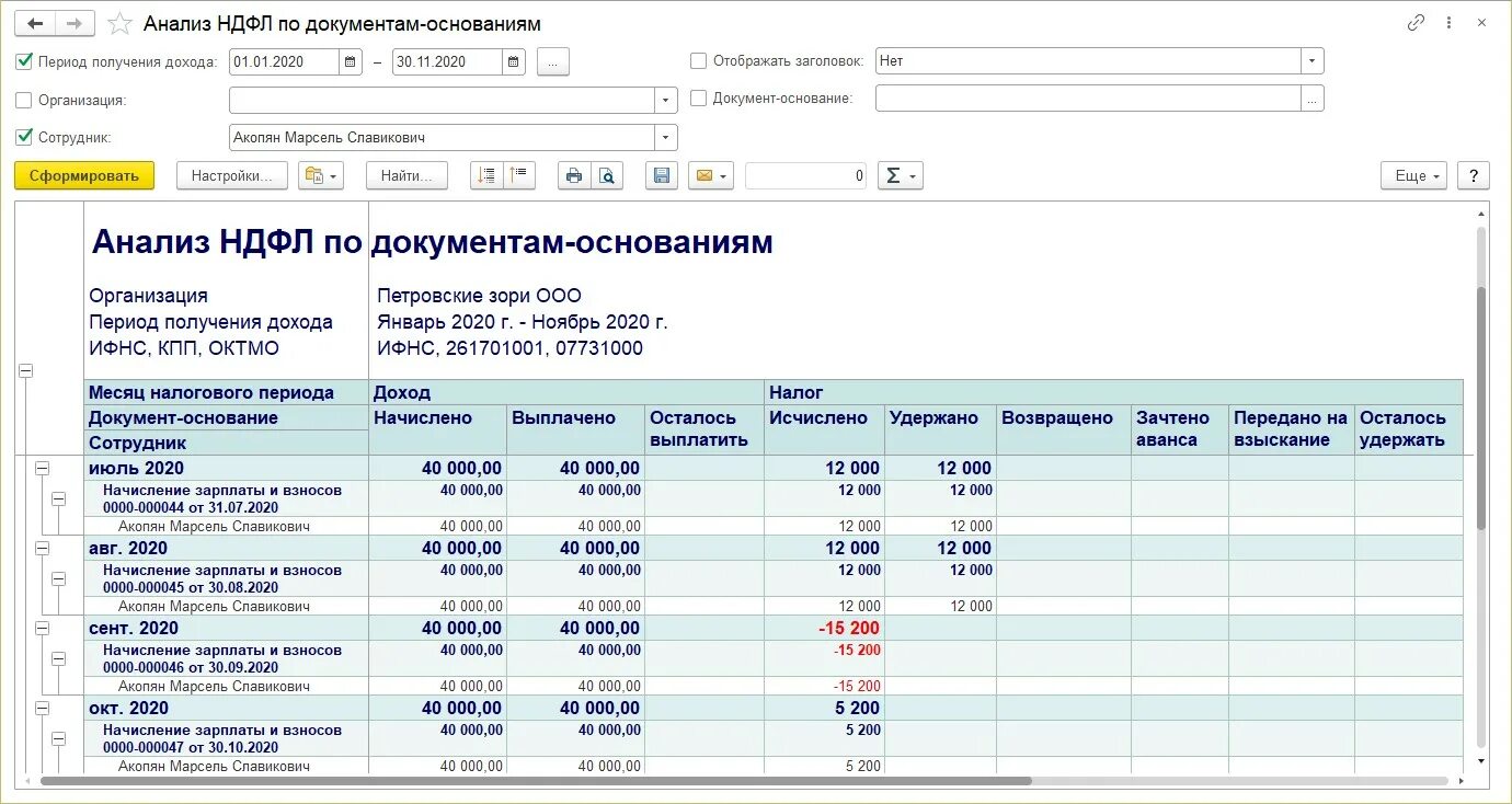 Нужно ли заполнять перечисленный ндфл. Анализ НДФЛ по документам основаниям. Анализ НДФЛ по документам основаниям в 1с 8.3. Анализ НДФЛ по месяцам 1с 8.3. Отчет анализ НДФЛ по месяцам в 1с 8.3.