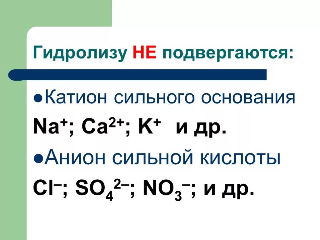 Углевод не подвергающийся гидролизу. Гидролизу не подвергается. Катионы сильных оснований. Гидролиз. Гидролизу подвергается.