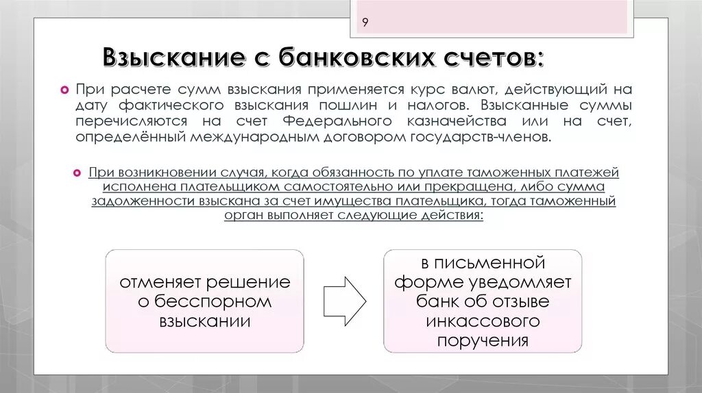 Взыскание с кредитного счета