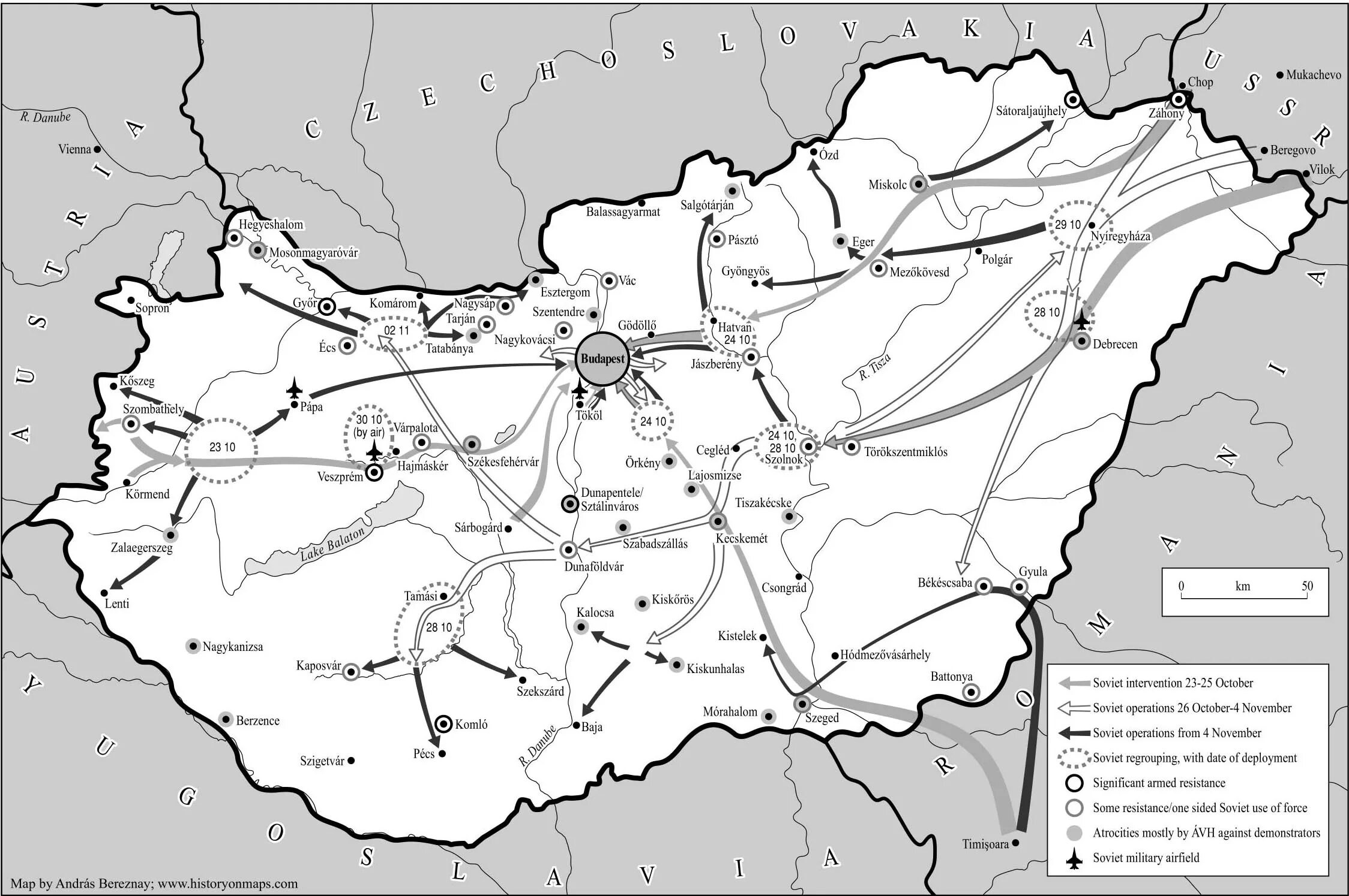 Восстания Венгрии 1956 года карта. Венгерское восстание 1956 года на карте. Карта венгерского Восстания 1956. Восстание в Венгрии 1956 карта. Андра карта