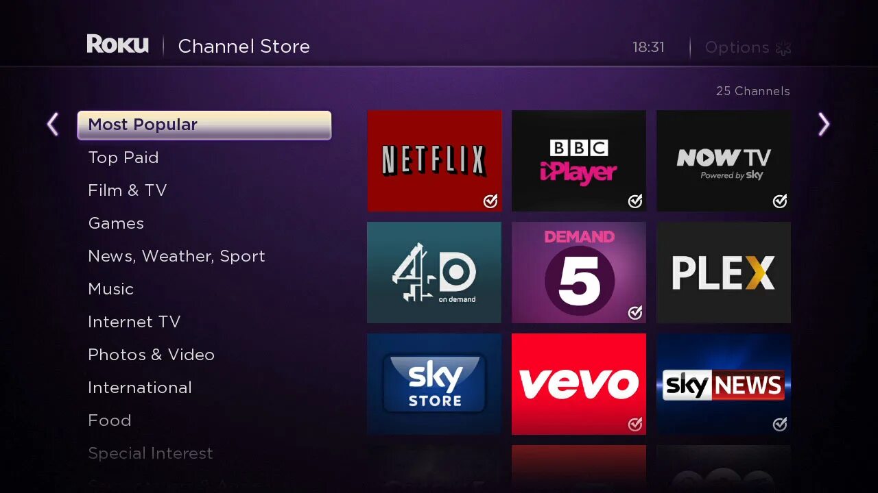 Channel store. Channel options. tvg roku channel store. channel options ps.