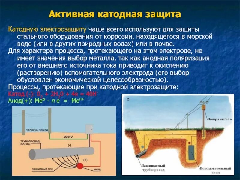 Анодная коррозия. Катодная защита газопроводов от коррозии. Электрозащита металлов от коррозии. Принцип катодной защиты трубопроводов от коррозии. Электрозащита от коррозии трубопроводов.