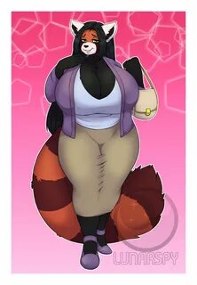 tagme, big breasts, female, furry, huge breasts, lunarspy, red panda 