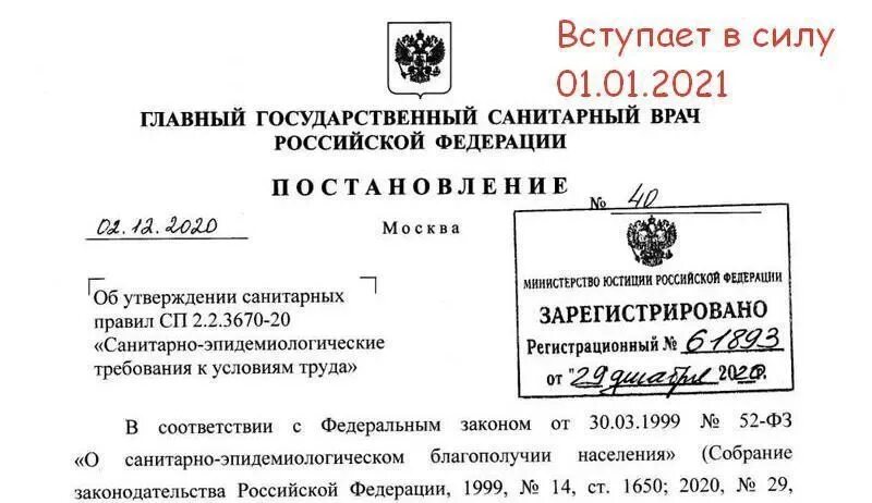 Постановление главного государственного санитарного врача РФ. СП 2.2.3670-20. Главный государственный врач Российской Федерации постановление. Главный врач САНПИН РФ. Постановление от 20 декабря 2020