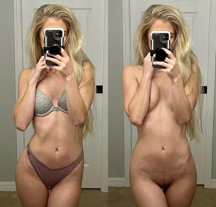 Девка фоткает себя без одежды