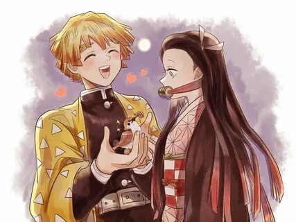 Zenitsu x Nezuko ♡ ♥ 💕 Simplemente hermoso (8,500 mil) Фан Арт, Милые Аним...