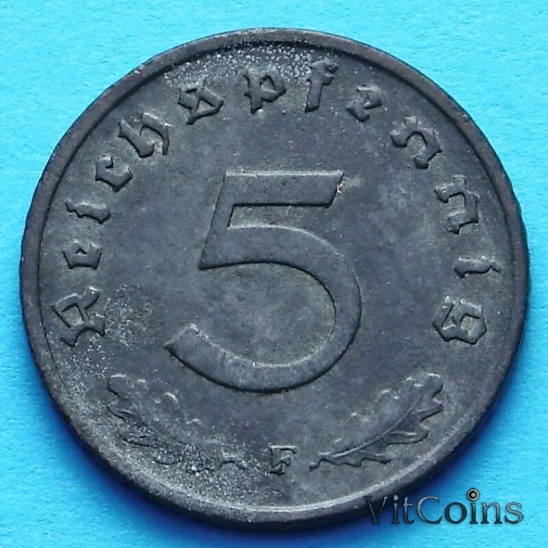 Немецкие 5 в рубли. Монета Reich Pfennig 1941. 5 Рейхспфеннигов 1941. Третий Рейх монеты пфенниг. 5 Немецких пфеннигов 1941.