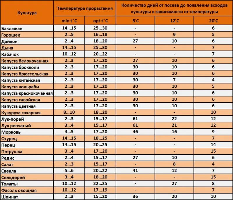 Срок всхожести семян таблица. Оптимальная температура для прорастания семян. Сроки всхожести семян таблица. Температура прорастания семян таблица. Сроки прорастания семян таблица овощей.