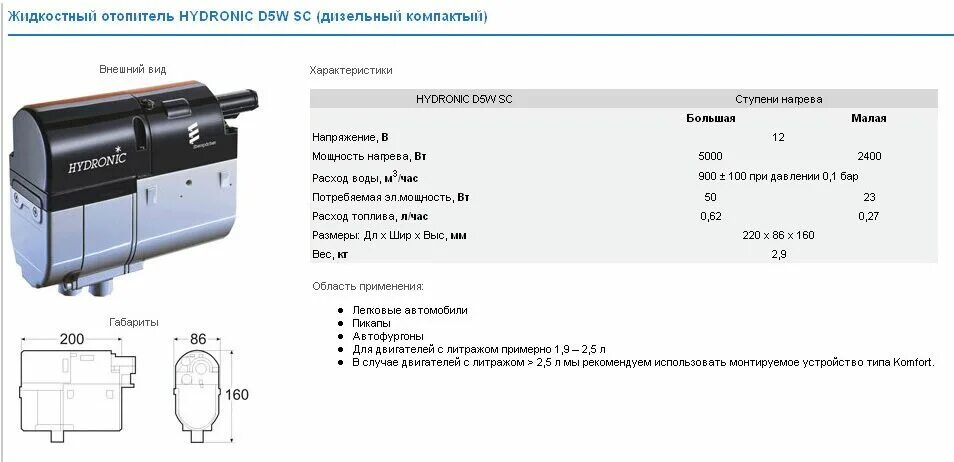 Webasto расход