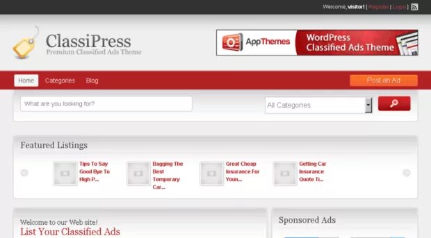 Welcome list. Ads theme. classified печать. cutiest classipress. site list.