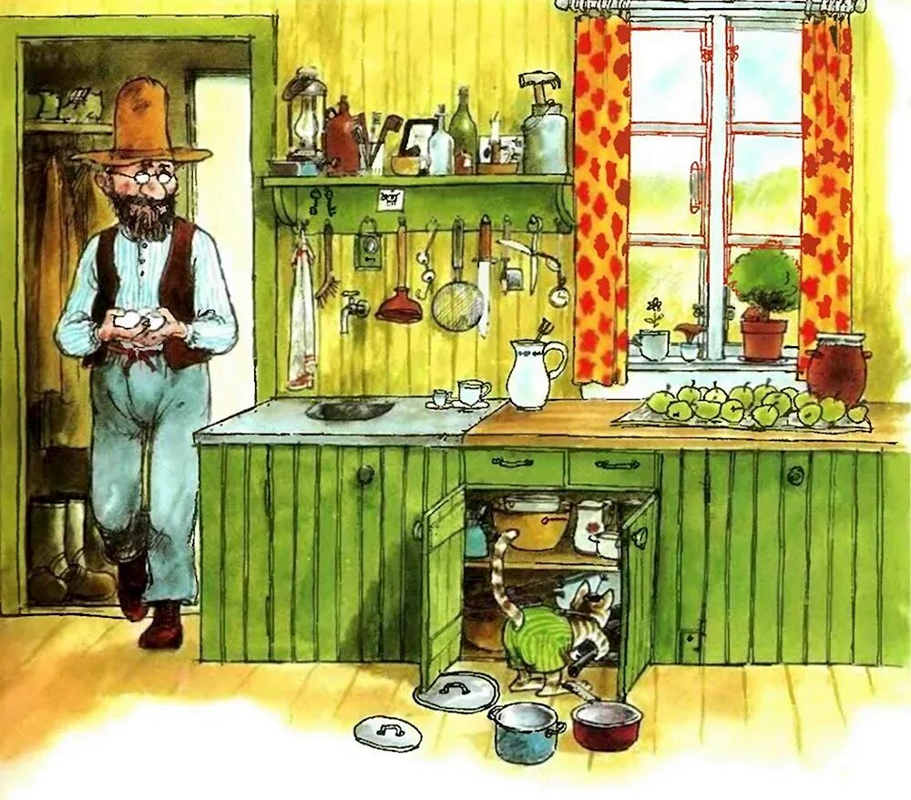 Петсон переезжает. Свен нурдквист &quot;именинный пирог&quot;. петсон и финдус. свен нурдквист финдус. петсон и финдус иллюстрации свен нурдквист.