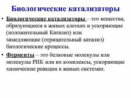 Ферменты выступают в роли катализаторов