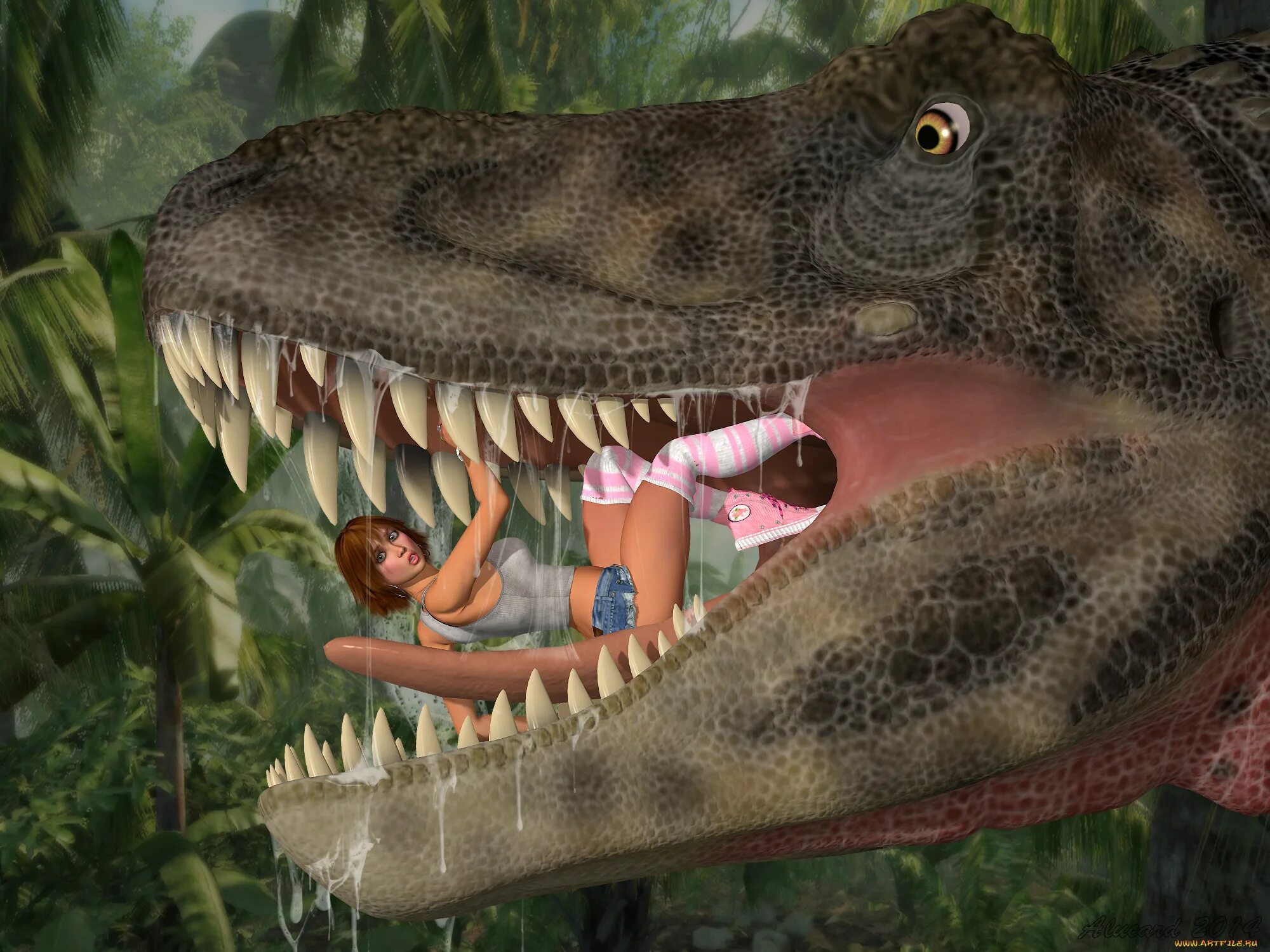 Сордес Пилозус. Тираннозавр Vore. Динозавры которые едят людей. Девушка динозавр.