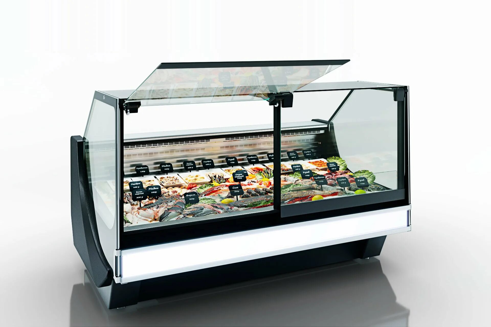 Технохолод Миссури 1200. Холодильная витрина для рыбы. Холодильное оборудование для морепродуктов. Специализированные витрины. Витрина для рыбы