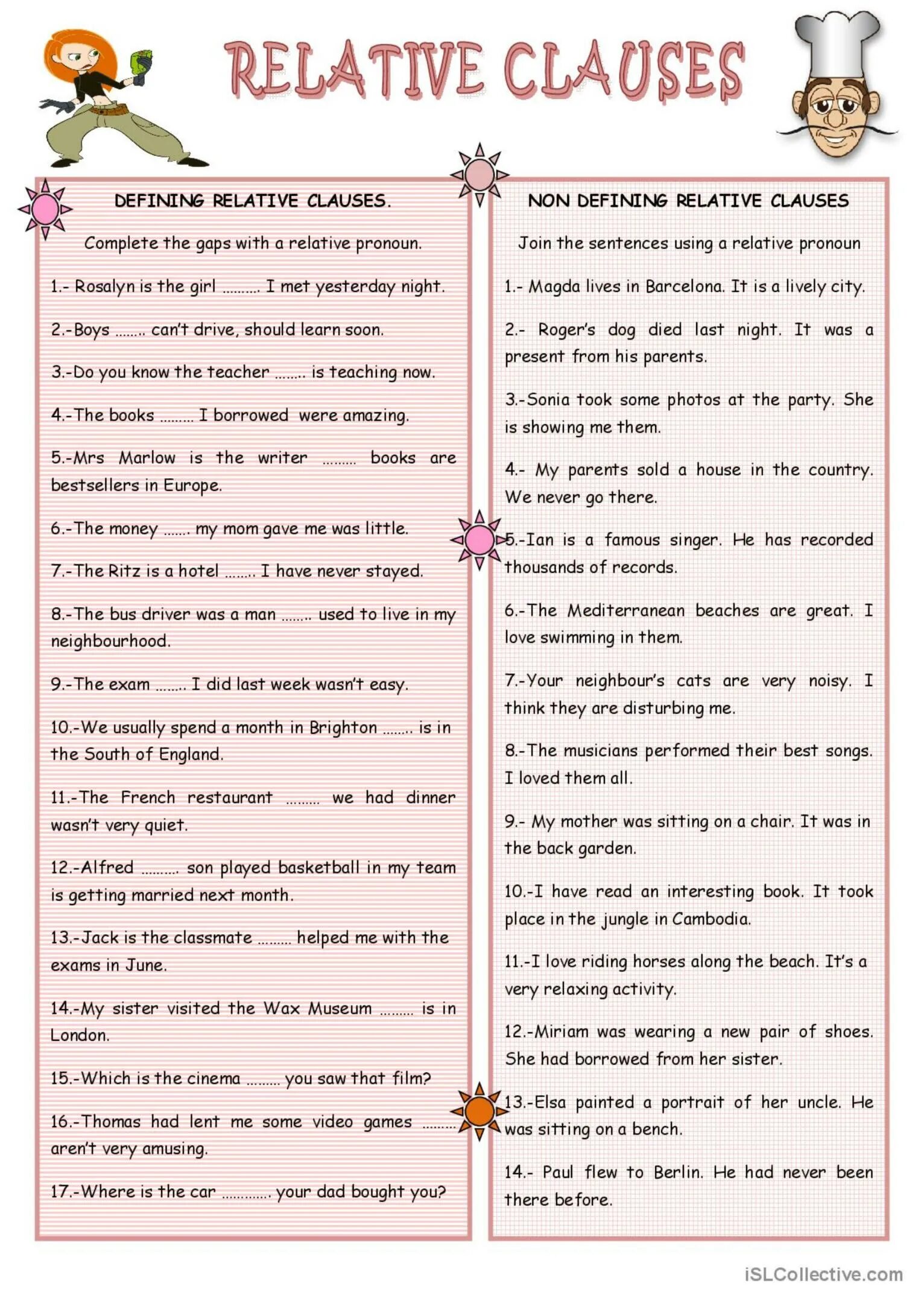 Who which exercises. Defining and non-defining relative clauses worksheets. relative clauses в английском языке worksheets. relative clauses упражнения. relative clauses в английском языке exercises.