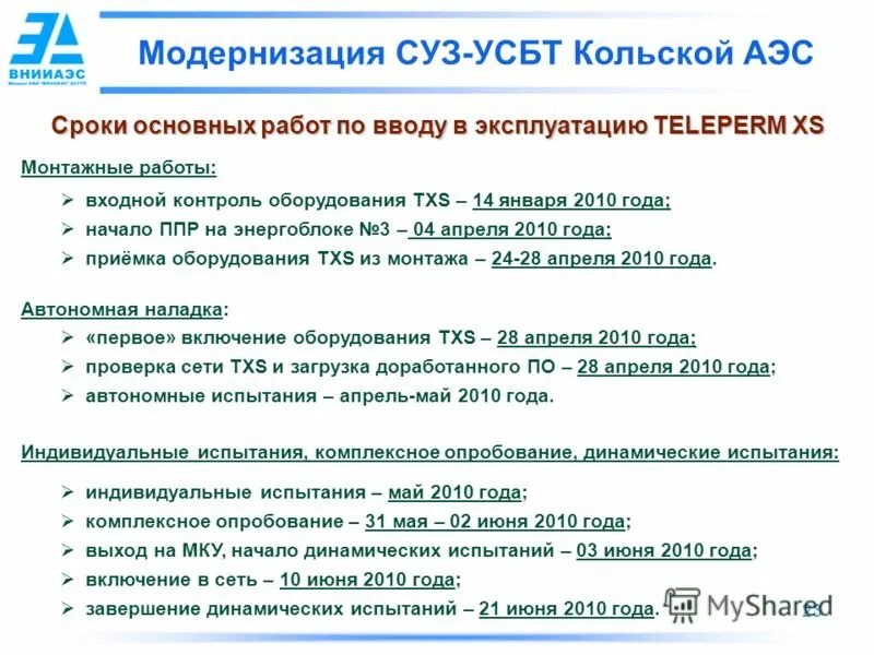 Т п 2010. Автономные предварительные испытания. Комплексных и индивидуальных испытаний. Индивидуальные испытания. Суз три группы АЭС.