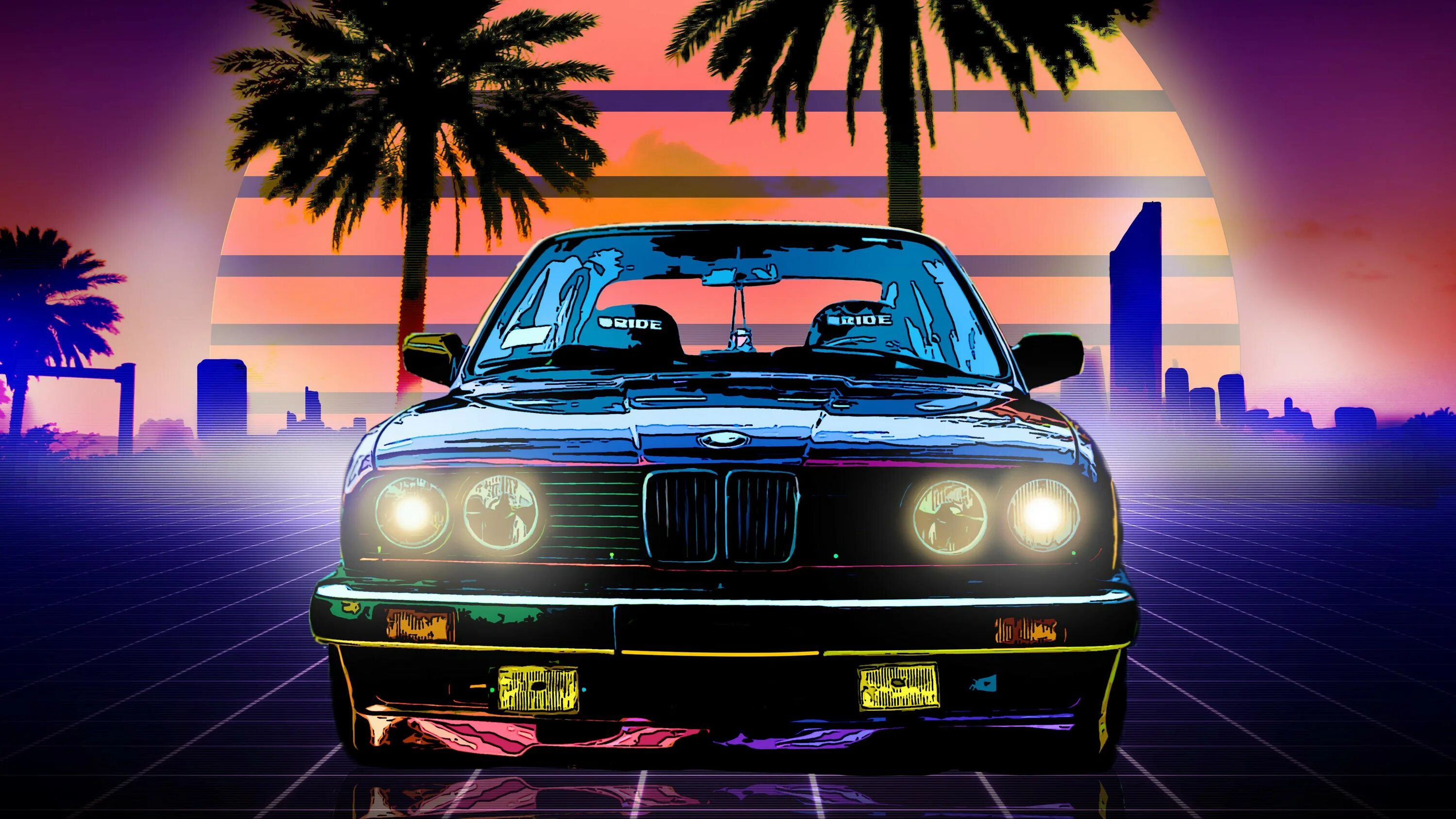 Музыка cars drive. BMW e30 Neon. BMW e34 неон. BMW e30 арт.