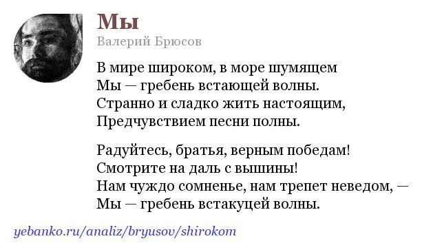 Брюсов море. Мы Брюсов. Стихи Брюсова с анализом. Стихотворение мы Брюсов.