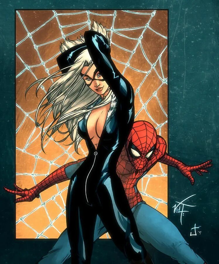 Кошка паук комиксы. Black Cat человек паук. Человек паук и черная кошка. Spider man Catwoman. Женщина кошка человек паук.