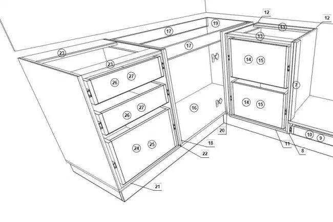 Сборка кухни ящики. Угловой кухонный модуль под мойку чертежи с размерами. Деталировка кухонных шкафов. Сборка кухонного модуля. Раскрой кухонных шкафов.