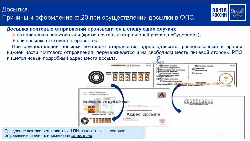 Досыл почтового отправления. Причины досыла почтовых отправлений. Досыл и возврат почтовых отправлений. Причины возврата почтовых отправлений.