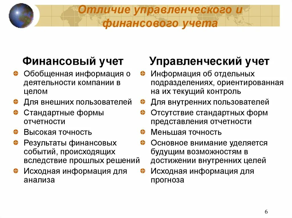 Управленческий учет финансовой деятельности. Отличие финансового учета от управленческого. Отличие управленческого учета от финансового учета. Различия между финансовым и управленческим учетом. Бухгалтерский и управленческий учет отличия.