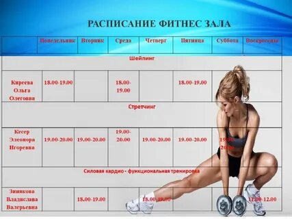 Расписание фитнес в славянке