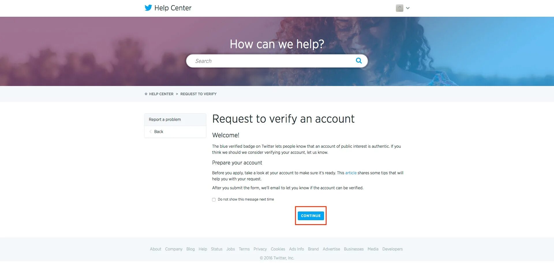 Account verification requested