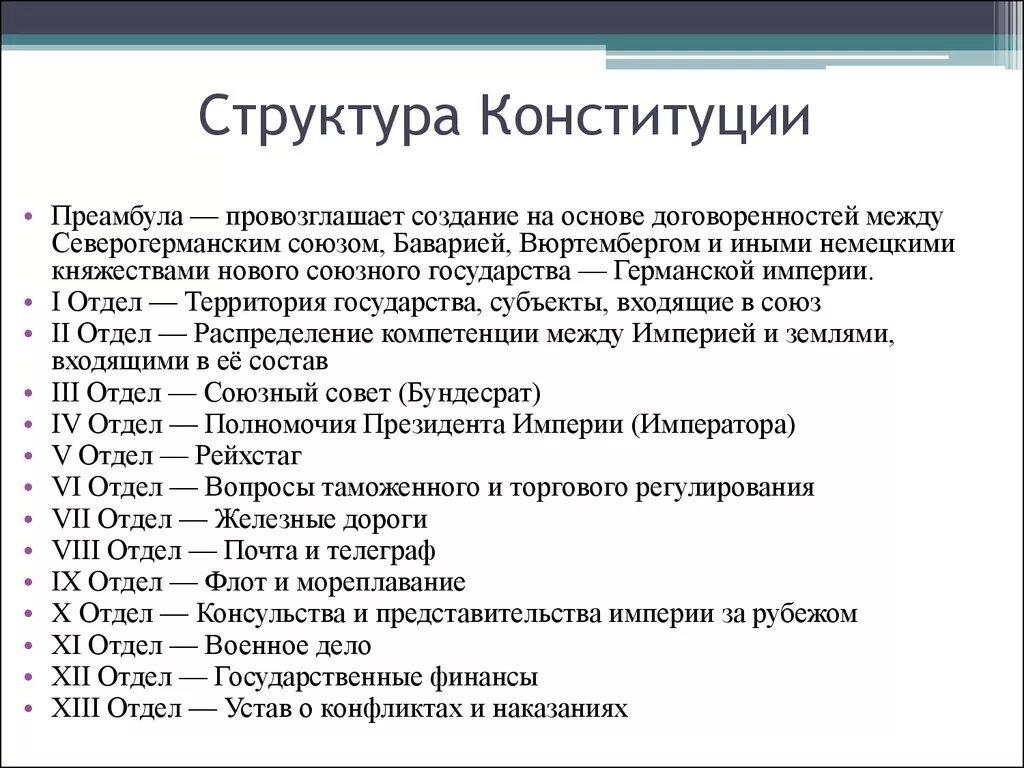 Конституция германии 1871 года. Структура Конституции Германии 1849. Структура Конституции Германии 1871. Конституция германской империи 1871 структура. Конституция Германии 1849 года структура.