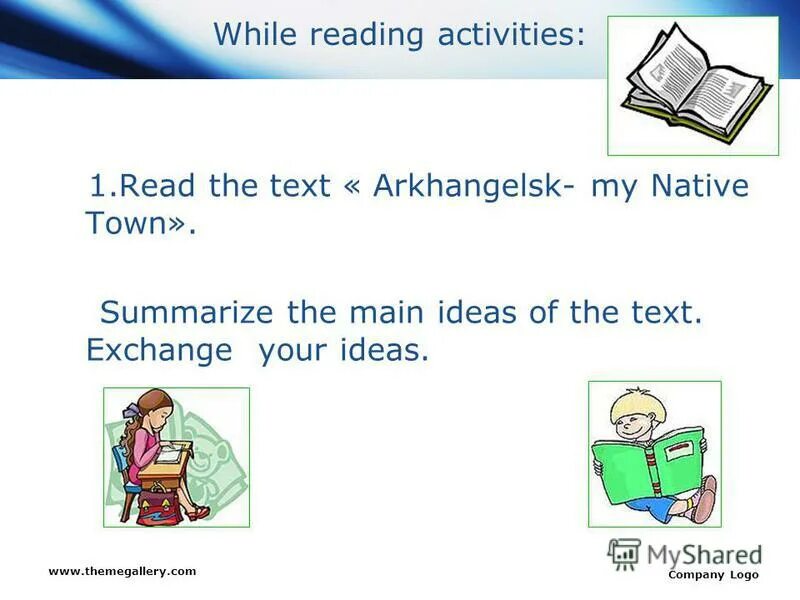 Презентация while-reading activity. While reading activities. My native Town ppt. New ideas slayd.