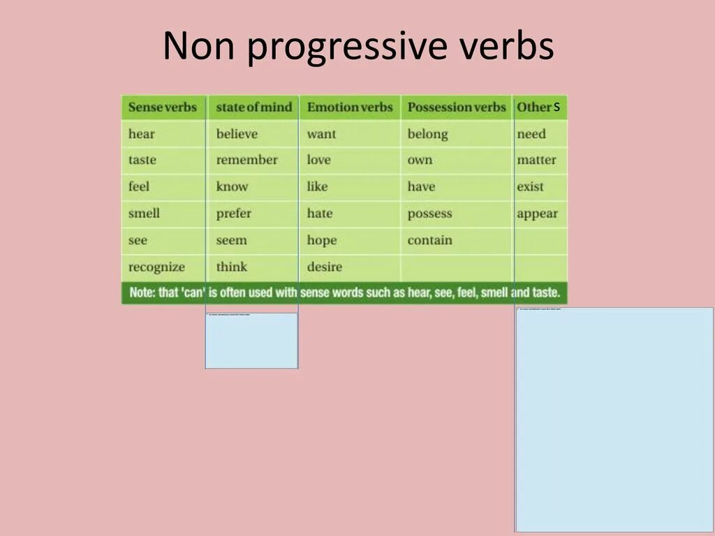 Non continuous verbs