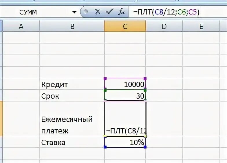 Плт в excel. Подбор параметров в эксель 2003. плт эксель в год. алгоритм функции плт.