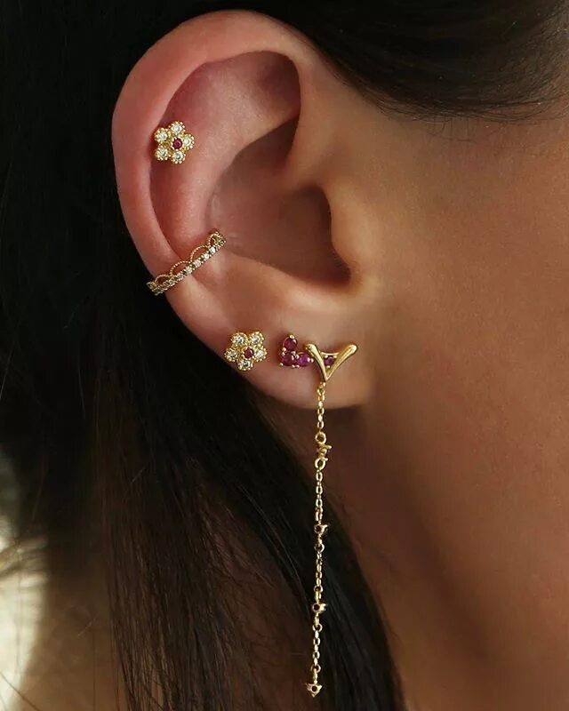 Overload Studios The Diamants Blanc earring & The Trapeze Earring gold Earings p
